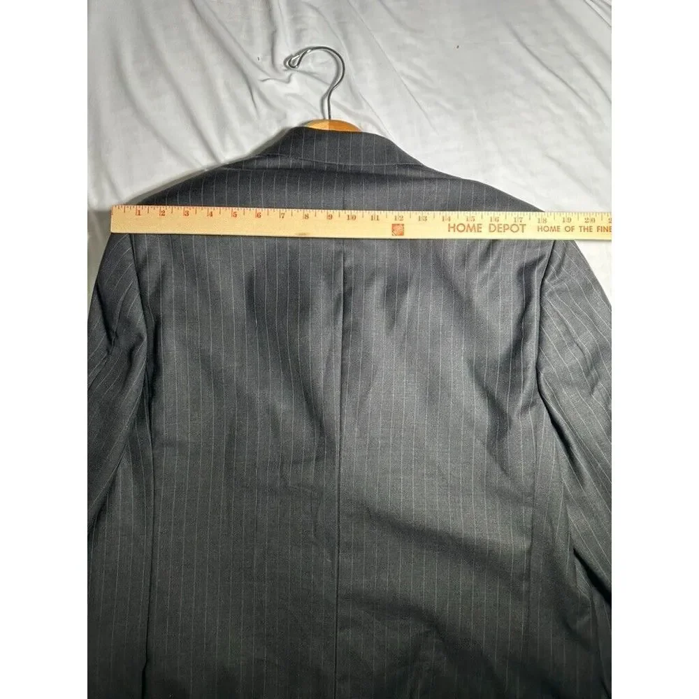 Brooks‎ Brothers 346 Blazer Men 41 Gray Pin Striped Black Sport Jacket Wool